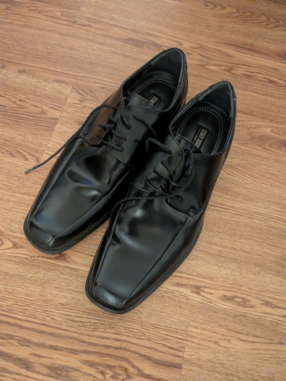 Stacy Adams Black Square-Toe Lace-Up Dress Oxfords